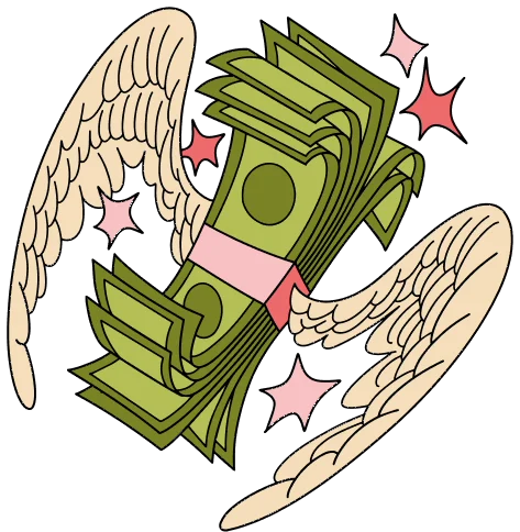 Flying cash sticker